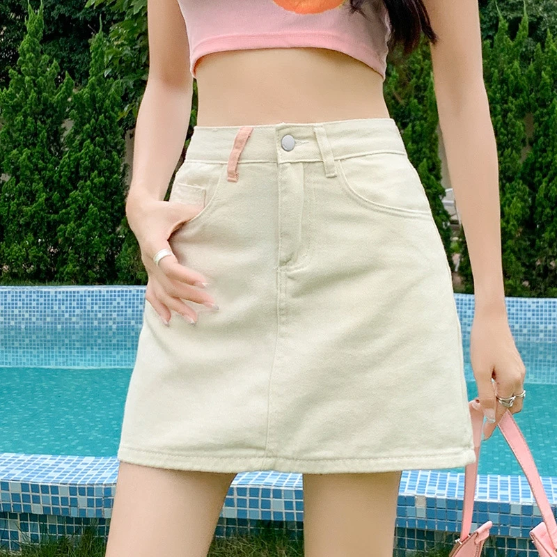 牛仔短裙女夏季辣妹高腰显瘦a字半裙百搭包臀裙子潮流牛仔裙