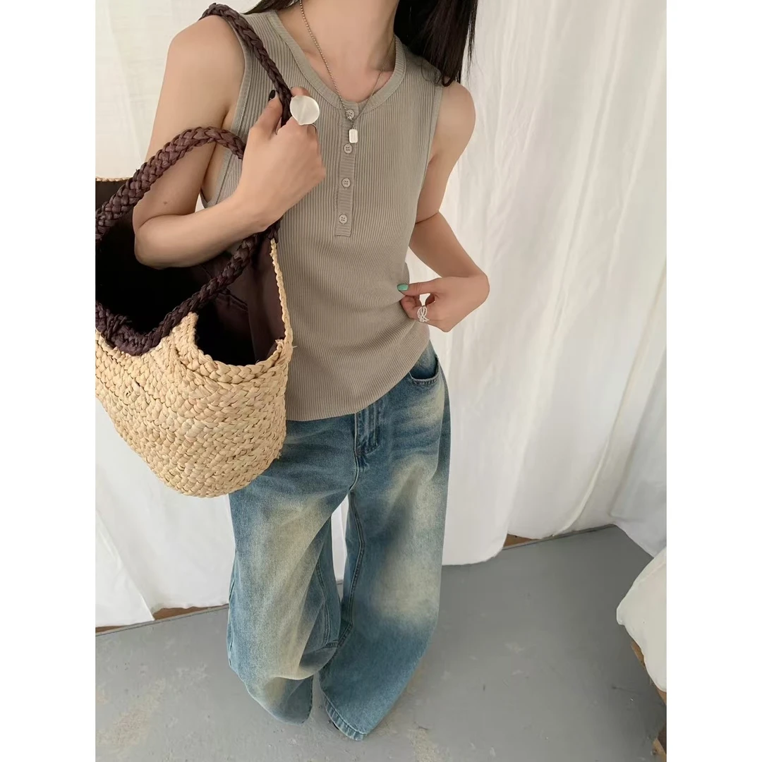 0485#闰熙#质感巨好！好穿微弹力背心纽扣背心（福利）