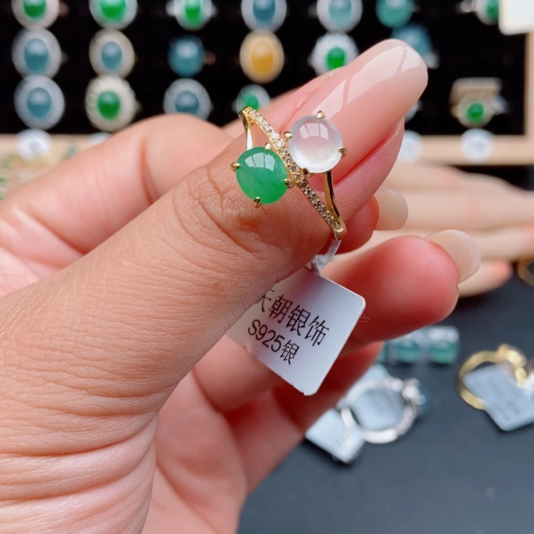 日***益翡翠银S925镶嵌戒指