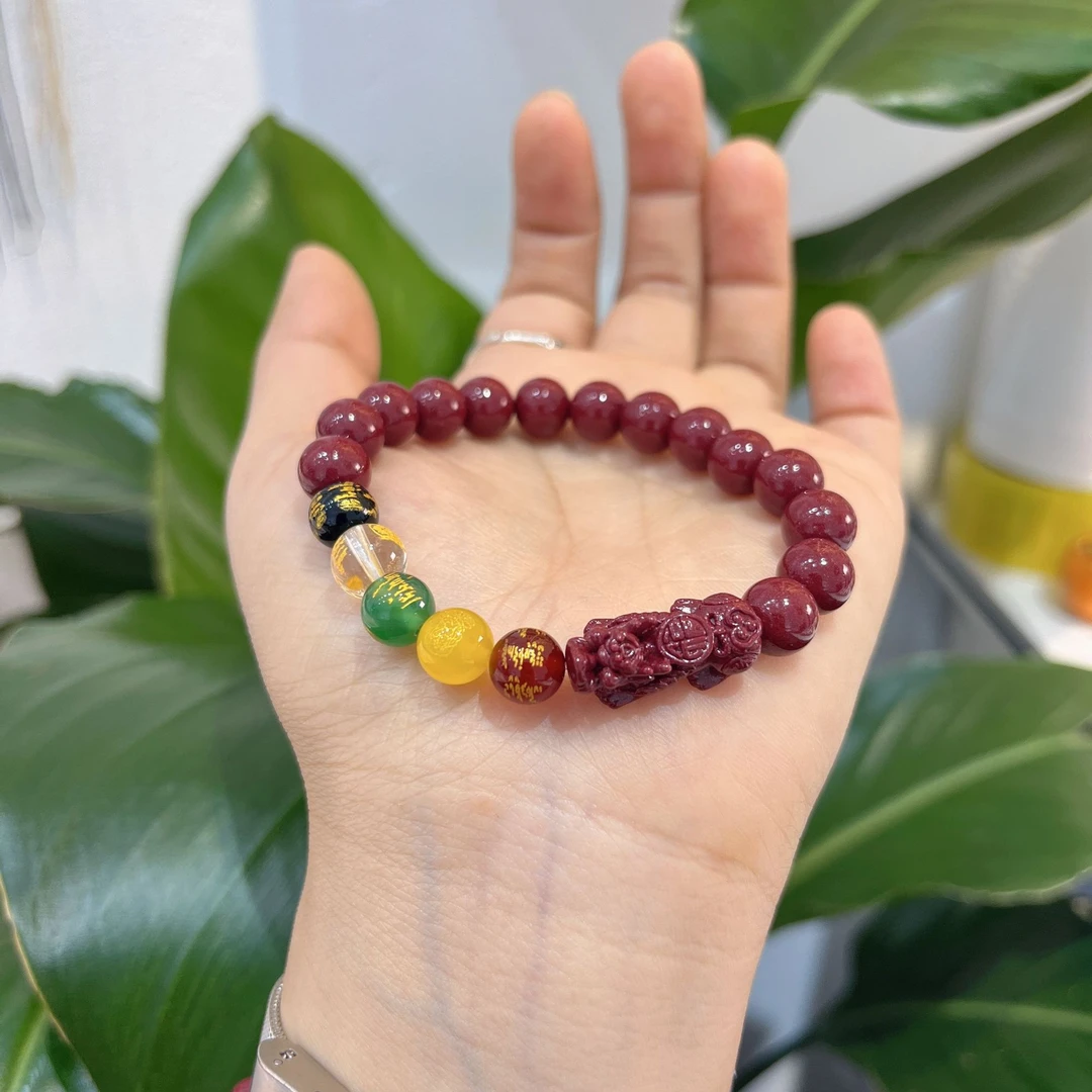 含辰砂工艺品朱砂五路财神手链