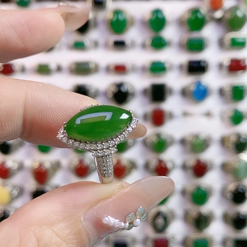 【闪购商品】银S925镶嵌戒指和田玉期*