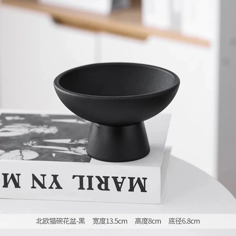 高脚花盆桌面绿植插花器皿水培无孔禅意盆景高级树脂底座