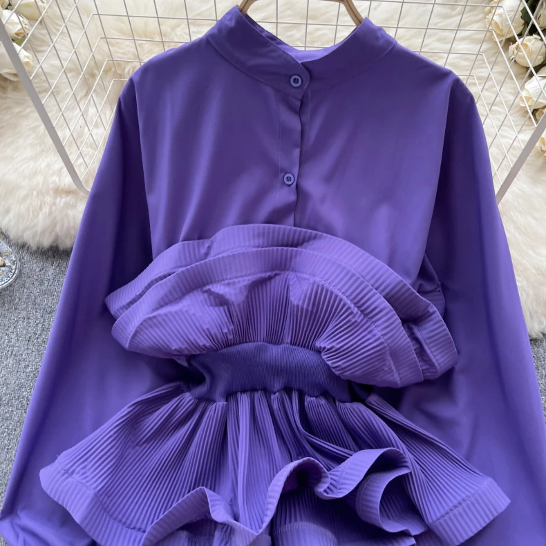 法式轻奢名媛高级感泡泡袖衬衫女秋季收腰荷叶边设计小众超仙上衣