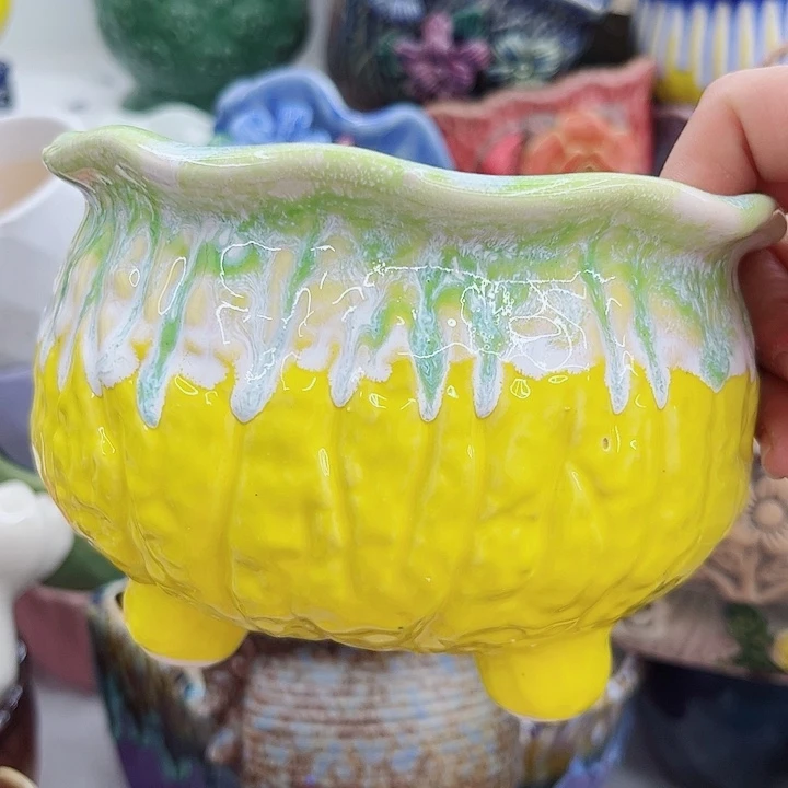 多肉绿植陶瓷花盆9.9包邮，有孔