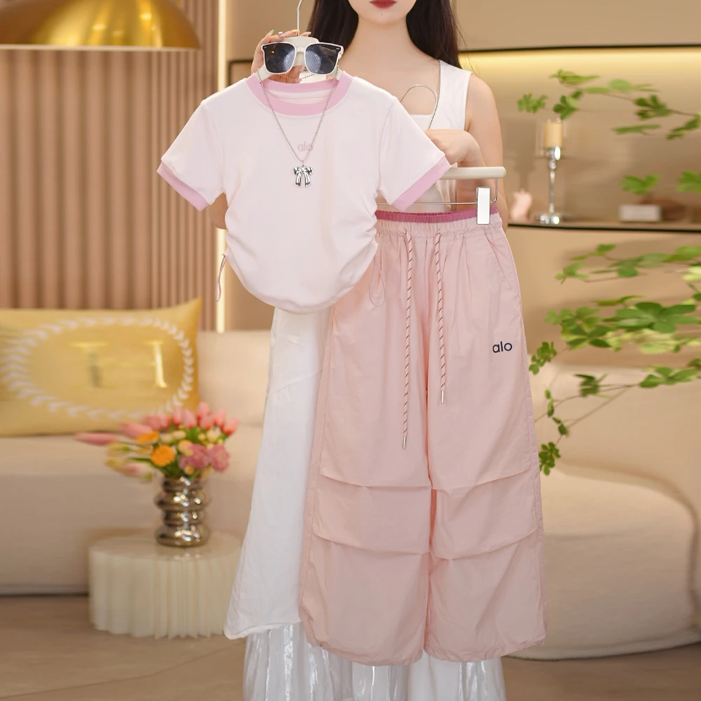 【闺蜜家】女童2025夏季新款时尚甜美短袖T恤+工装防蚊裤套装-8308