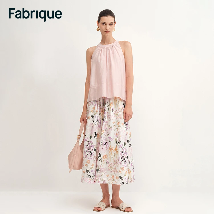 Fabrique Qara 【春夏新款丘比特花园】鸢尾印花纯棉伞型仙女裙半裙