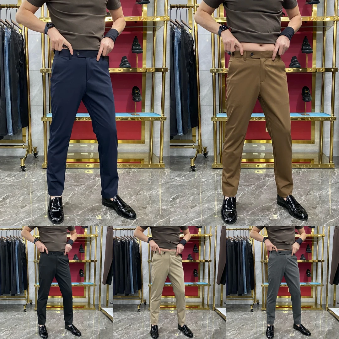 X88621高档男裤新款免烫弹力伸缩腰头直筒西裤