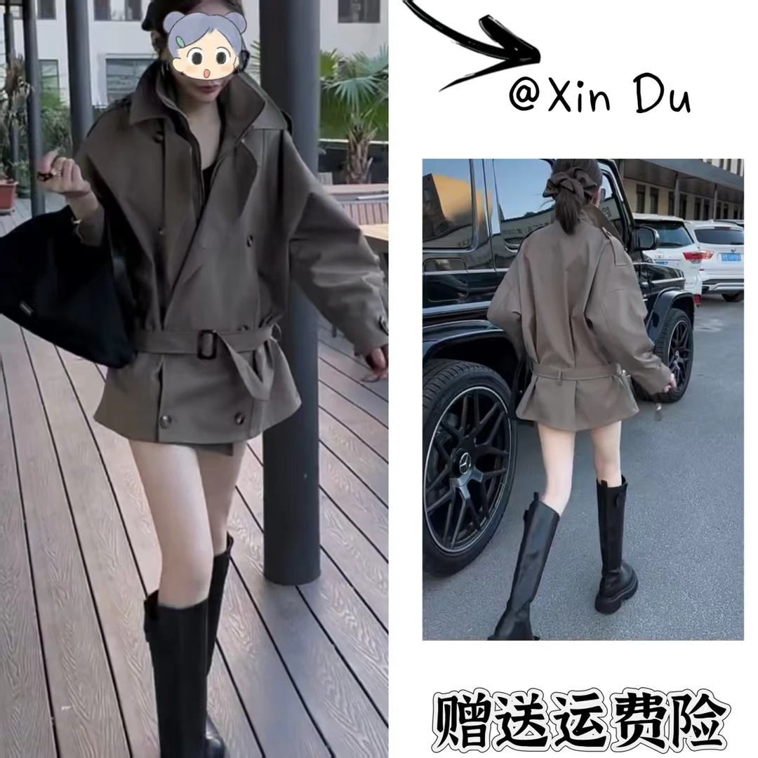 2025秋季新款时尚显瘦气质女士网红洋气风衣百搭款D22758