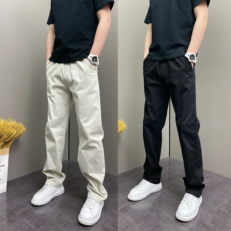 宽松哈伦长裤春秋季男士青年痞帅DOEA休闲松紧腰直筒ins纯色裤子