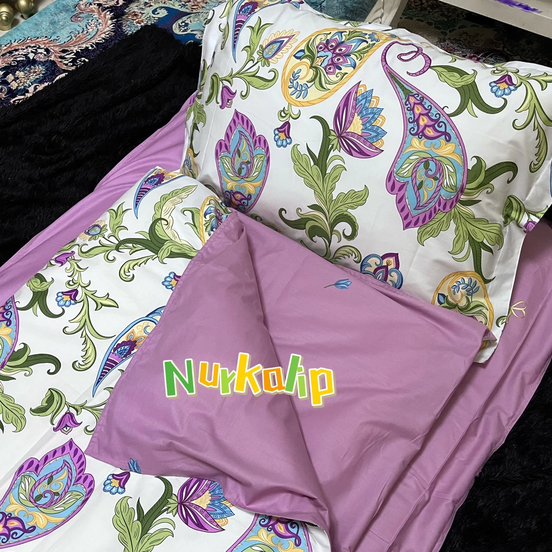 褥套纯棉60支磨毛三件套单人绿色床品被套褥套枕套套件床上用品