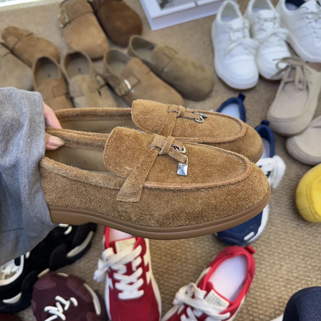 【MAHUA·秀】LP新款乐福一脚蹬平底休闲老钱风英伦流苏锁扣软底2696