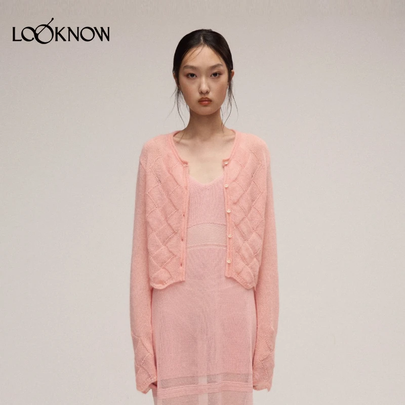 NUME设计师品牌LOOKNOW2025年春季新款马海毛格纹开衫