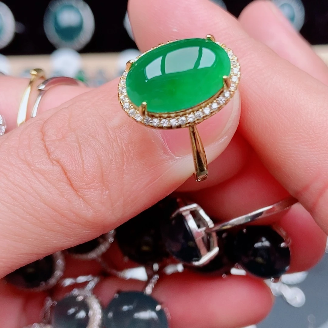 翡翠戒指银S925镶嵌1天t 554862