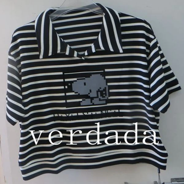 撞色条纹短袖法式常规款拼接T恤翻领夏季机能风痞帅