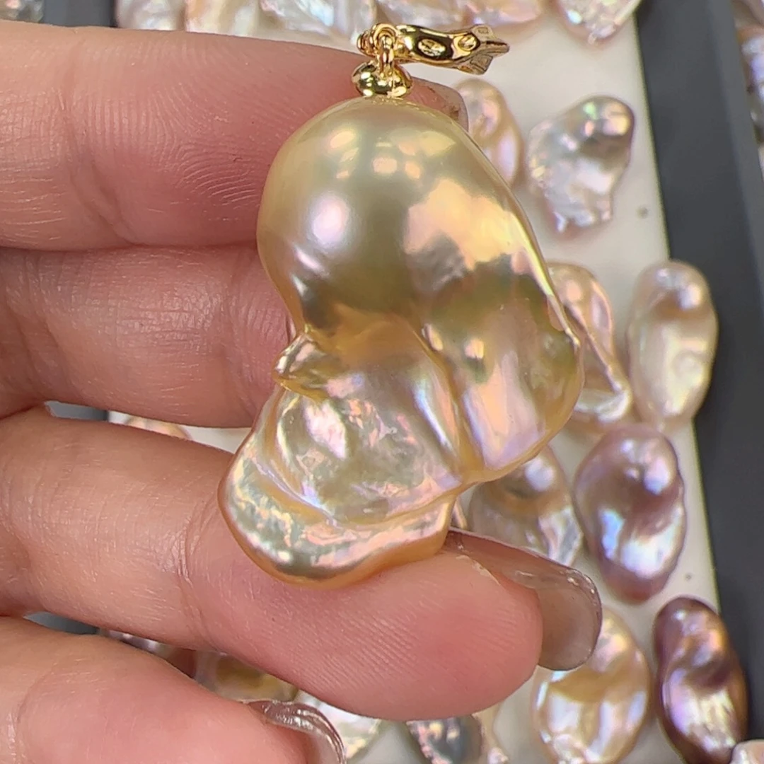 淡水珍珠吊坠(不含链)银S925镶嵌太****