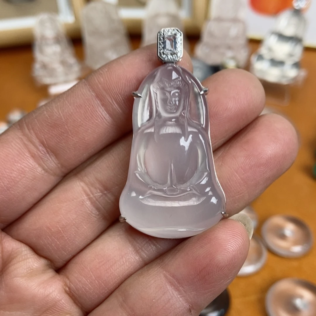 石英质玉吊坠银S925镶嵌