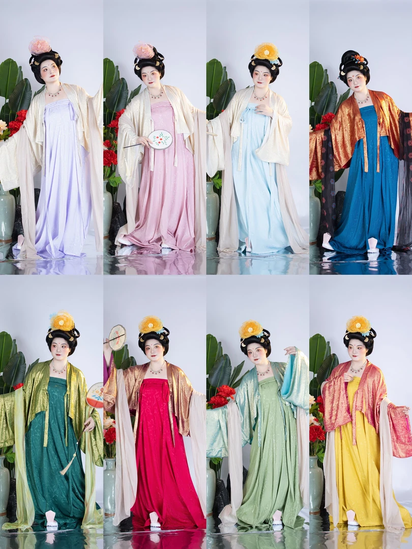 [卷草纹提花]袅鸣涧鸟家唐制汉服复原唐风仕女春夏齐胸衫裙八破