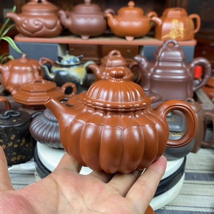 茶壶紫砂筋纹容天230cc原矿赵庄朱泥特价