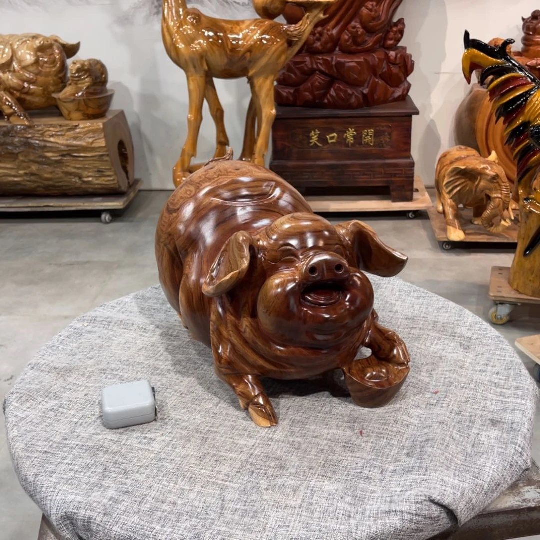 香樟木喔*香樟木手工雕刻福猪