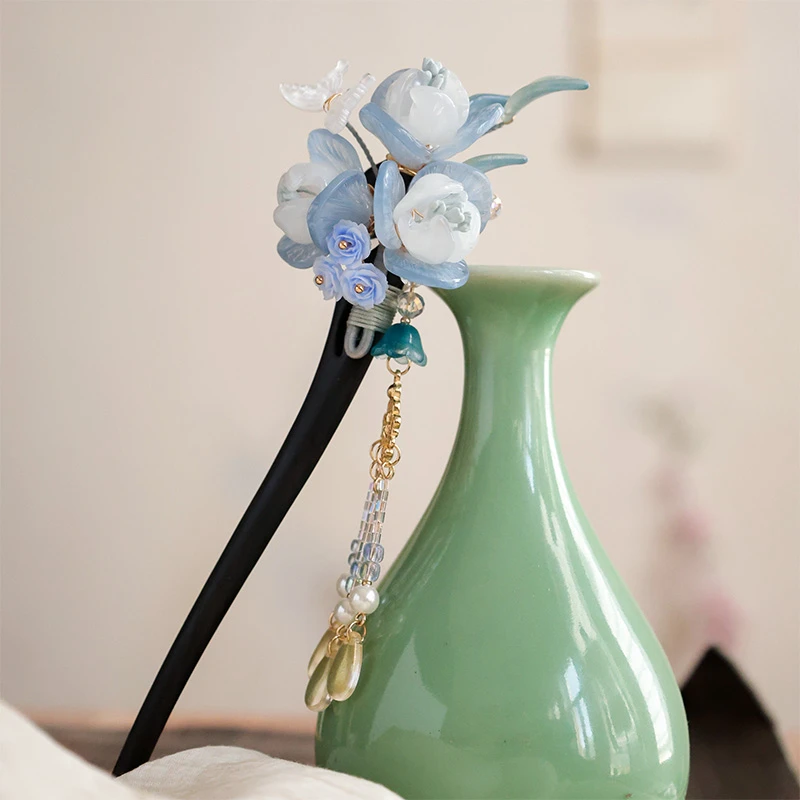 桑柔黑檀木发簪汉服头饰古装婚盘发配饰