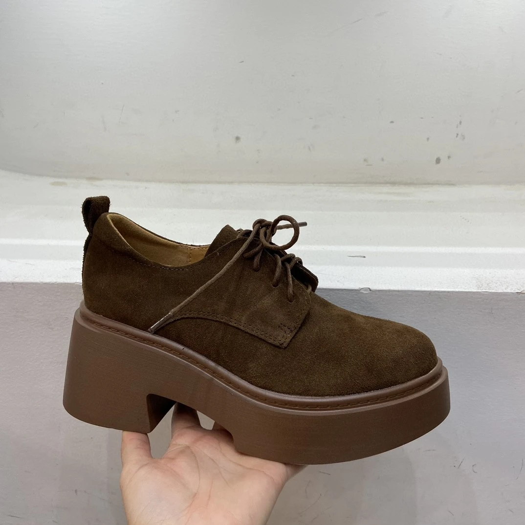 1126-5时尚网红广州鞋春底系季复百搭棕色秋季系带