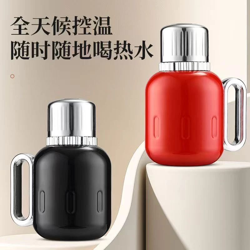 316不锈钢大容量保温杯机械显温保温壶家用焖茶壶水杯双层热水瓶