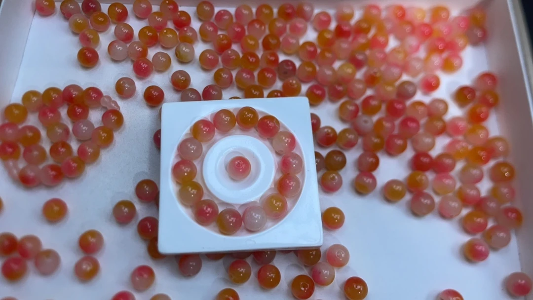 天然珠宝玉石 盐源水蜜桃Y2064  散珠 14MM 7颗