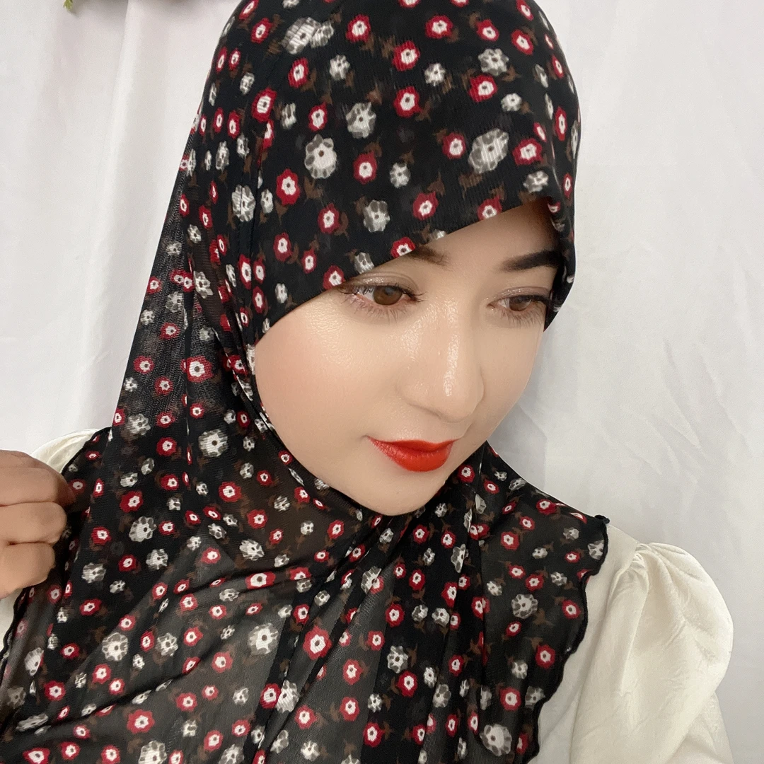 女头巾民族风时尚套头休闲包头帽中老年双层防风长巾