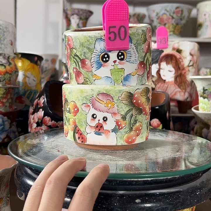 景德镇手绘花盆幸运花盆