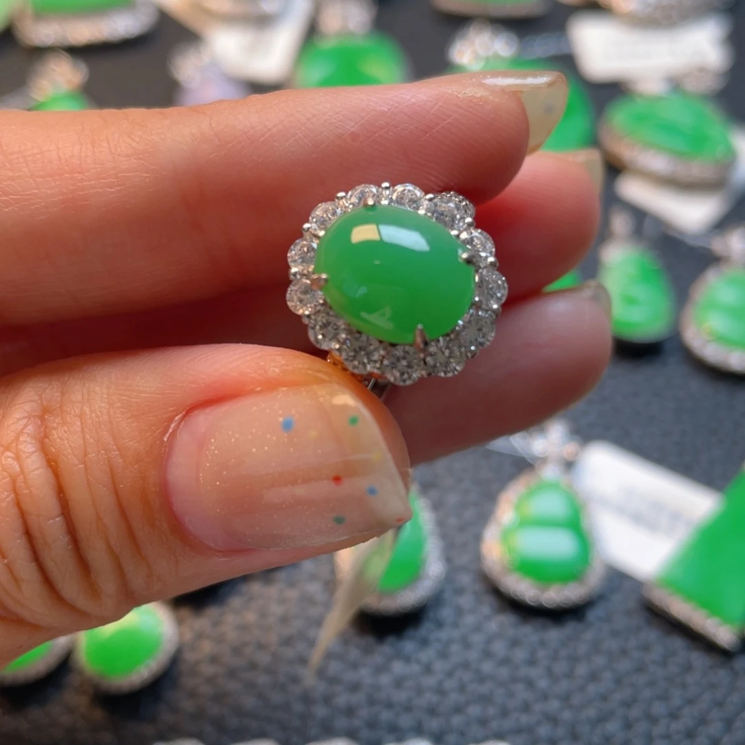 翡翠银S925镶嵌吊坠(不含链)戒指