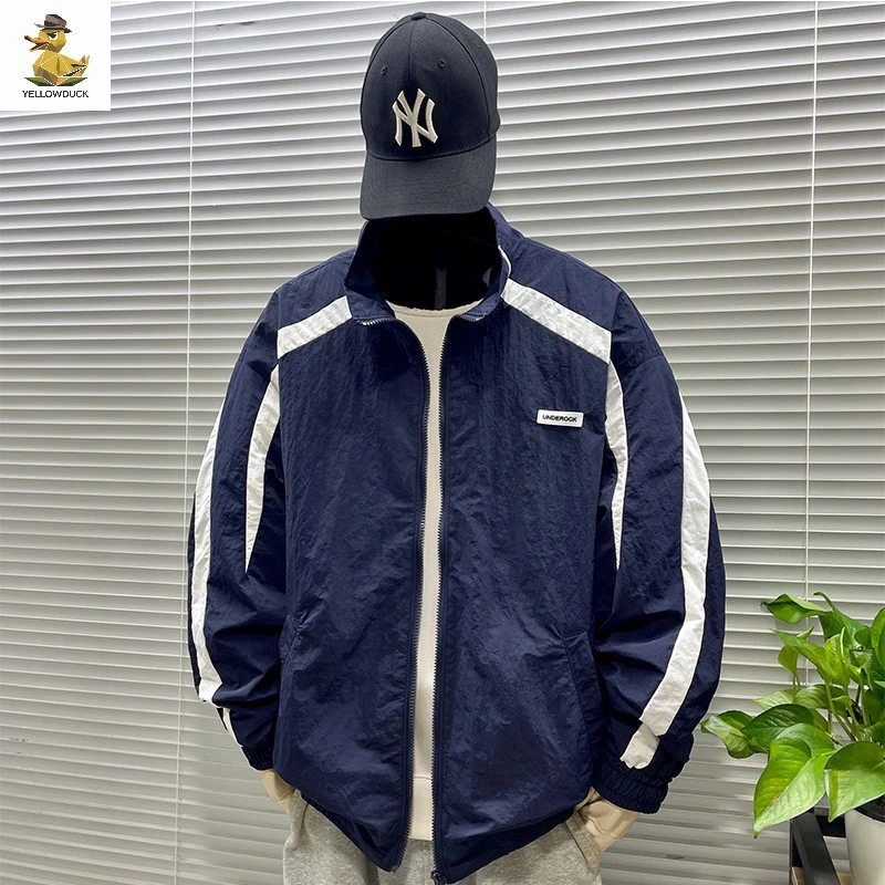 立领夹克男青少年学生2025新款春秋款潮牌日系宽松痞帅冲锋衣外套