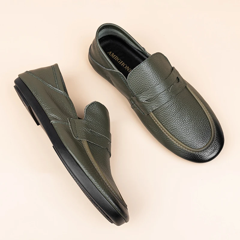 头层牛皮2025夏季新款男士一脚蹬豆豆鞋男真皮懒人鞋休闲百搭鞋子