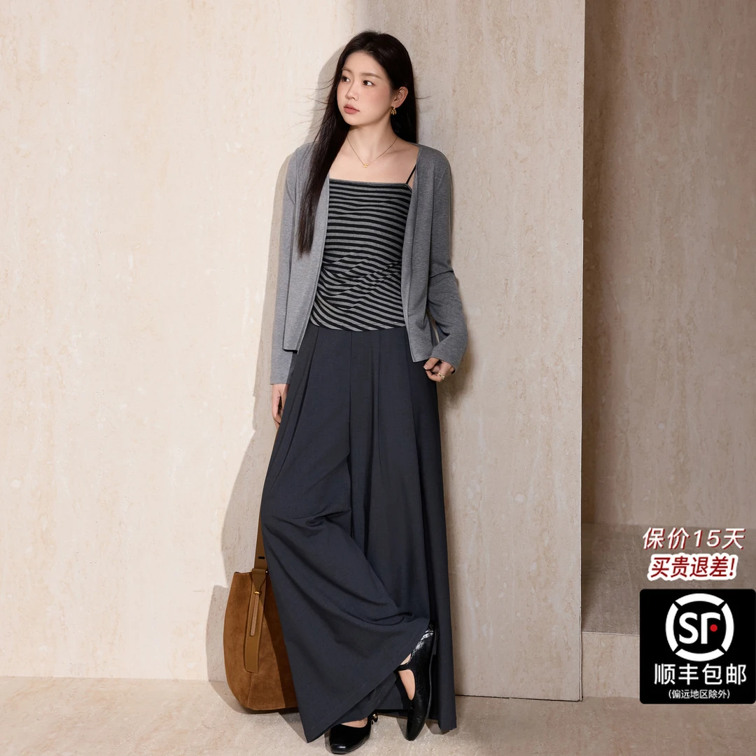 蓝语大码女装两件套吊带背心25秋冬韩系休闲针织开衫慵懒风套装