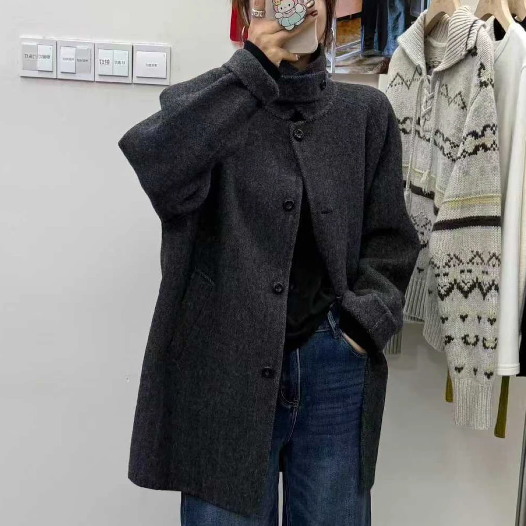 【Hi 妞】韩系立领双面大衣