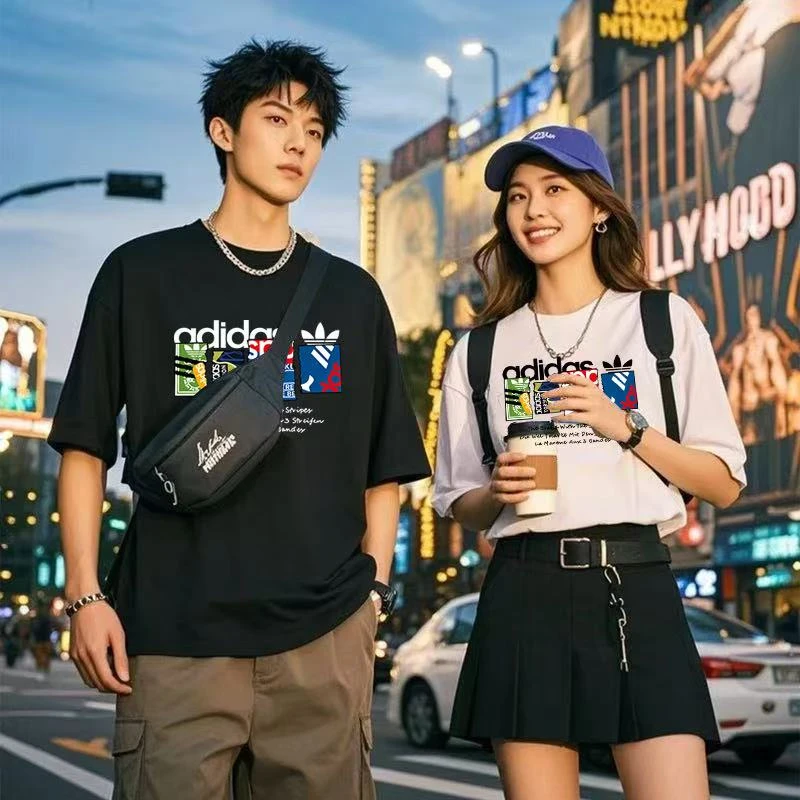 奥莱大牌折扣纯棉短袖T恤男女情侣同款夏季休闲百搭短袖