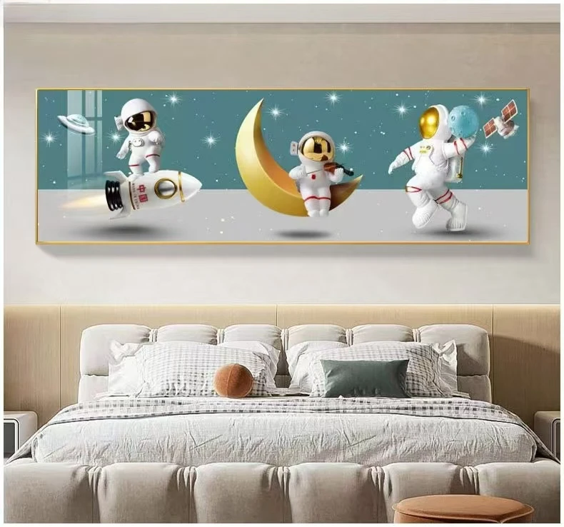 儿童房装饰画现代简约卡通卧室床头背景墙男孩女孩房间自粘贴画