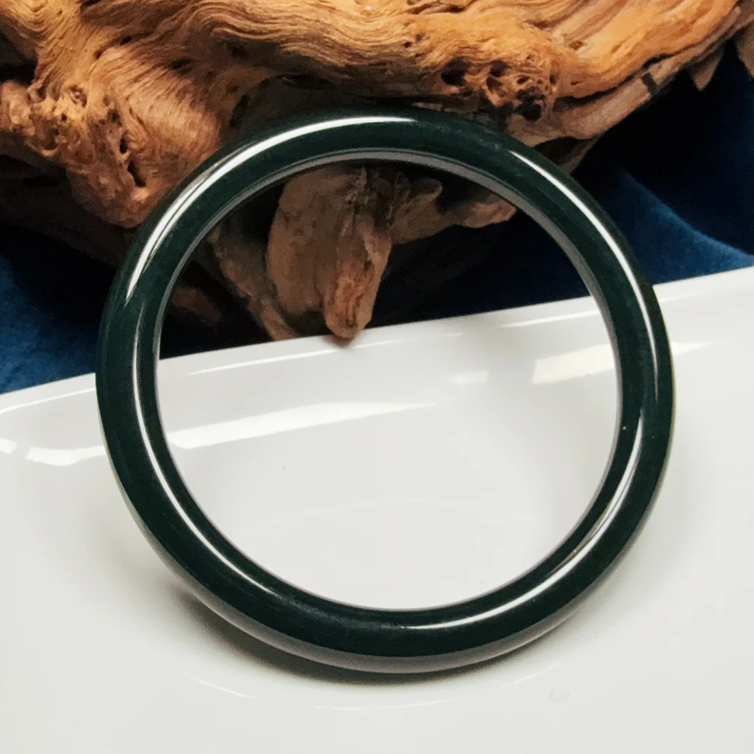 【伟伟鉴定】和田玉 青玉圆条镯子 62+(多样性发货发一件)