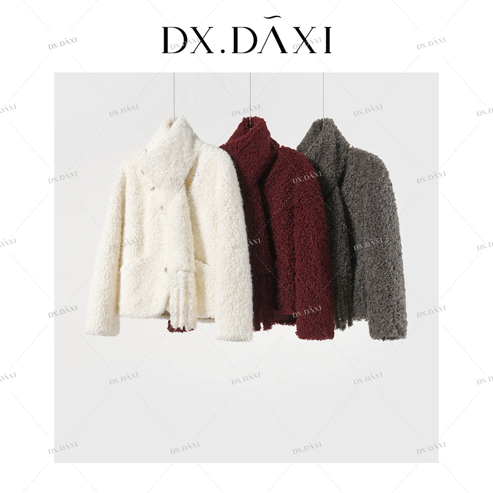 DX.DAXI【围巾泰迪系】全新冬款时尚围巾短款皮毛一体外套2418911