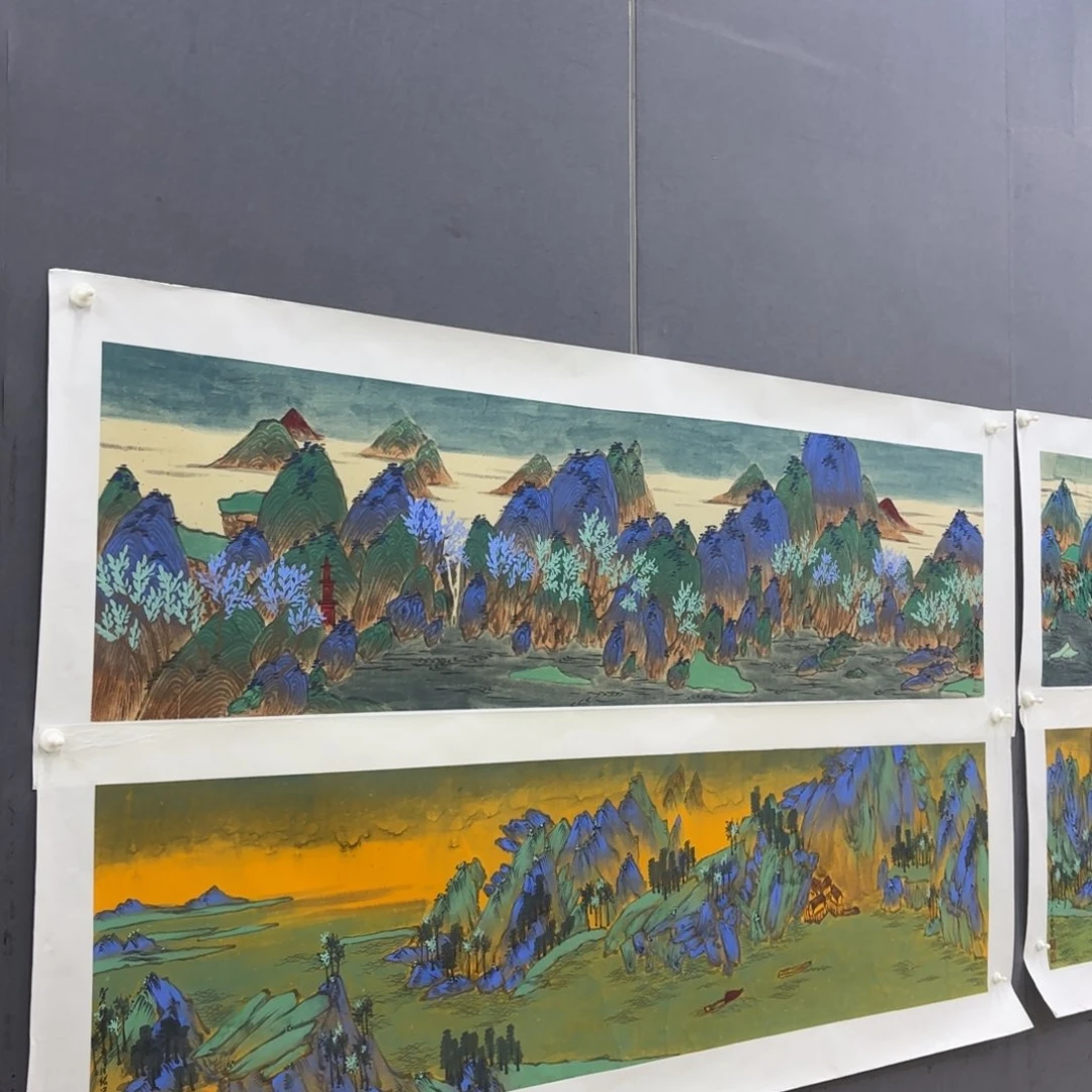 国画小*点张兴六尺对开山水