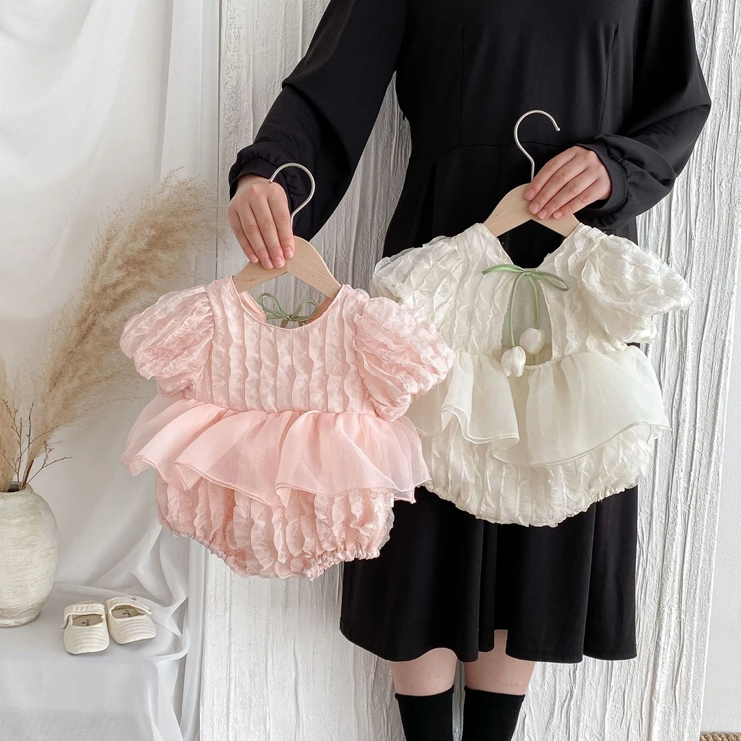 ins夏季新款网红短袖连体衣薄款女儿童甜美可爱露背洋气哈衣裙