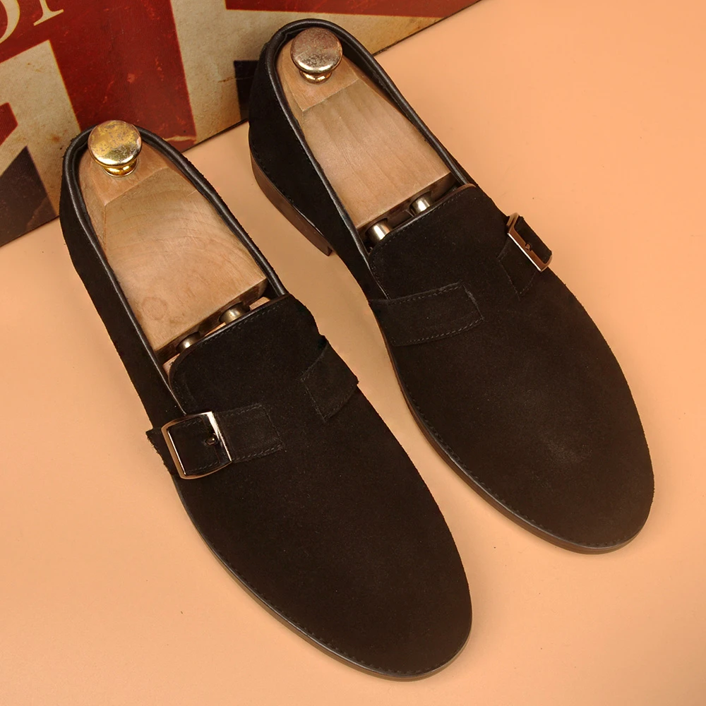 青春潮流男士反绒磨砂商务休闲皮鞋百搭透气内增高牛皮尖头皮鞋男