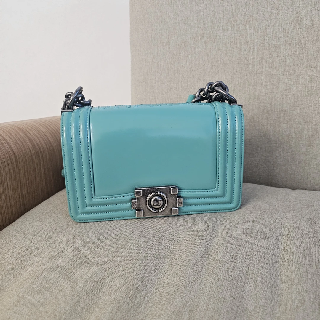 95新 Chanel/香奈儿 50611414 香奈儿绿色leboy单肩包