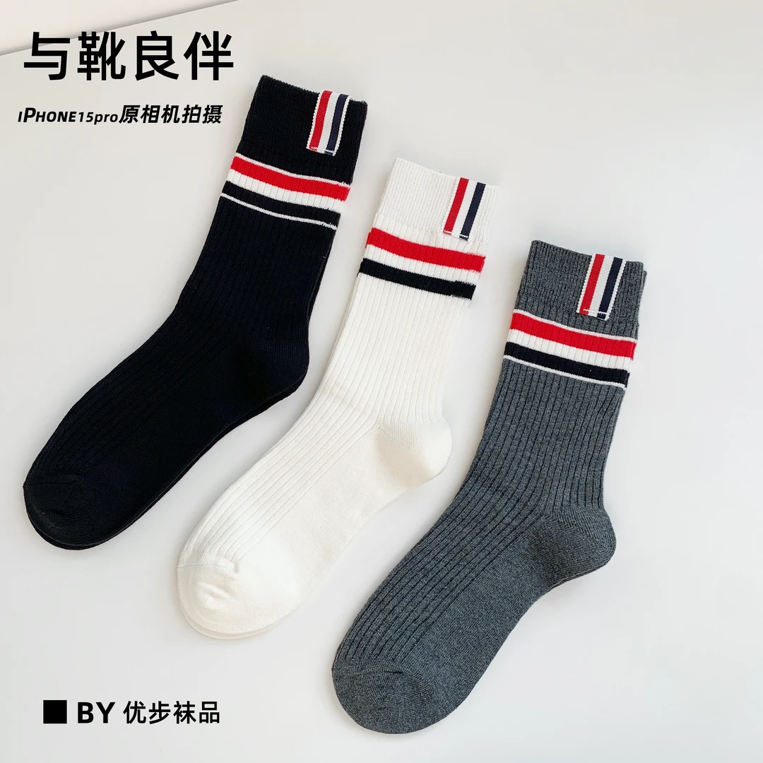 布标袜|纯色棉袜韩版中筒个性街头风中筒袜ins潮流百搭棉袜子女长