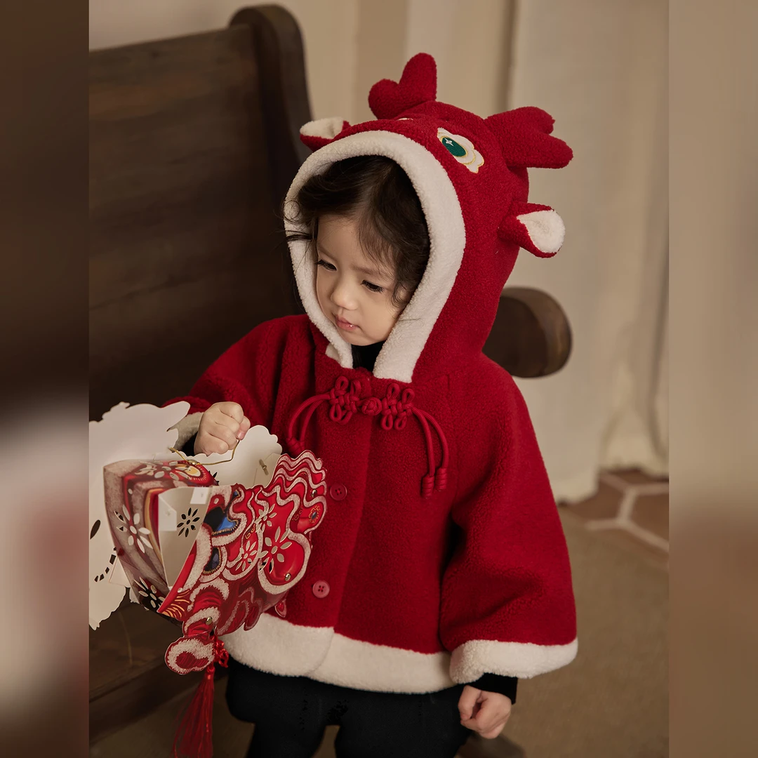 小O宝Okids童装 宝宝新年斗篷拜年服儿童外套 YSD310022