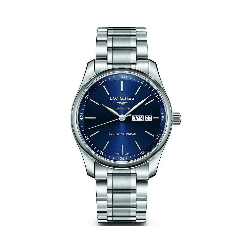 99新 Longines/浪琴 名匠920/蓝盘双历腕表/42mm表径男士腕表