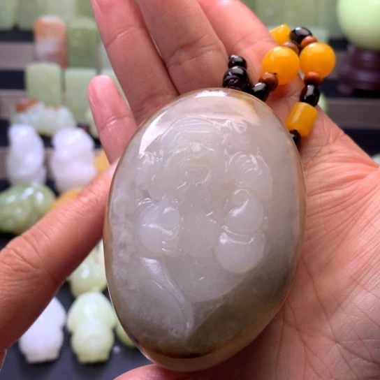 石材方解石手把件