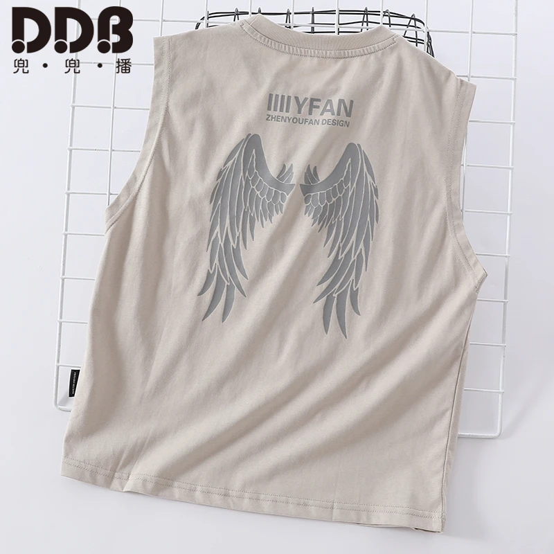 男童纯棉背心夏季2025新款儿童坎肩时髦无袖t恤夏装童套装中大童