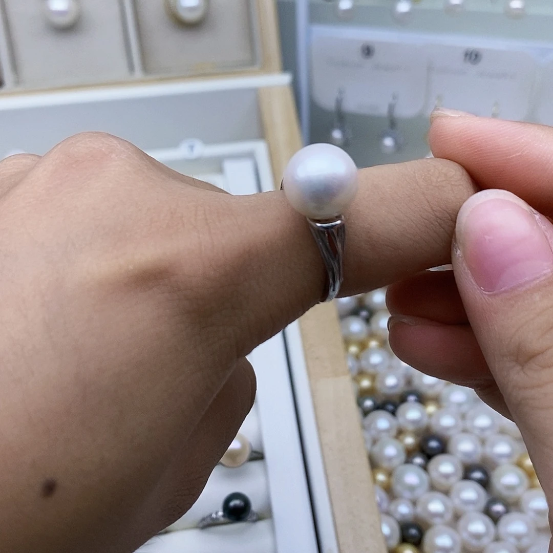 夕***颜淡水珍珠戒指银S925镶嵌