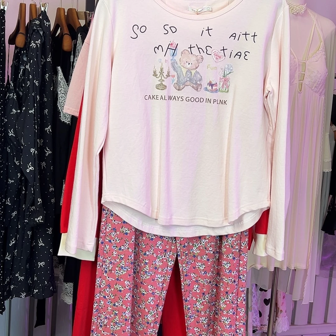 三醋酯纤维粉色小熊小码120斤以内