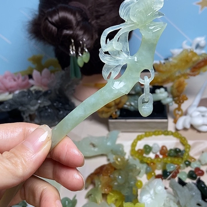 岫玉未镶嵌发簪发簪